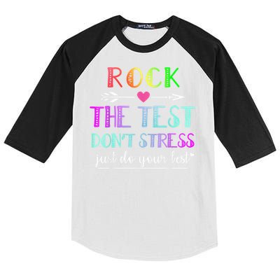 Test Day Rock The Test Teacher Testing Day Kids Colorblock Raglan Jersey