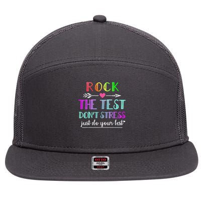 Test Day Rock The Test Teacher Testing Day 7 Panel Mesh Trucker Snapback Hat