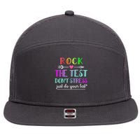 Test Day Rock The Test Teacher Testing Day 7 Panel Mesh Trucker Snapback Hat