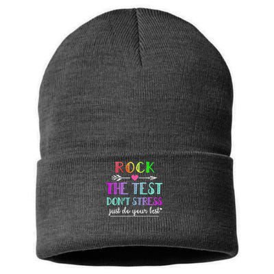 Test Day Rock The Test Teacher Testing Day Sustainable Knit Beanie