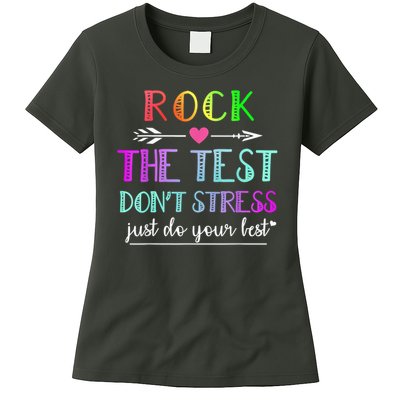 Test Day Rock The Test Teacher Testing Day Womens T-Shirt
