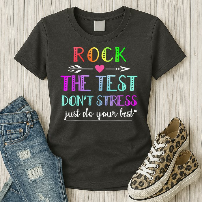 Test Day Rock The Test Teacher Testing Day Womens T-Shirt