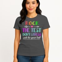 Test Day Rock The Test Teacher Testing Day Womens T-Shirt