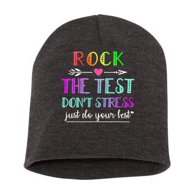 Test Day Rock The Test Teacher Testing Day Short Acrylic Beanie