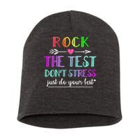 Test Day Rock The Test Teacher Testing Day Short Acrylic Beanie