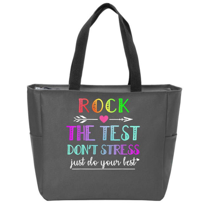 Test Day Rock The Test Teacher Testing Day Zip Tote Bag