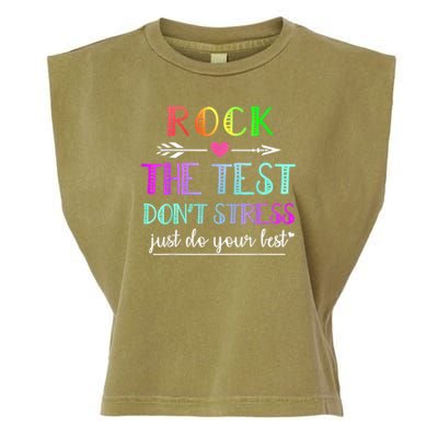 Test Day Rock The Test Teacher Testing Day Garment-Dyed Women's Muscle Tee