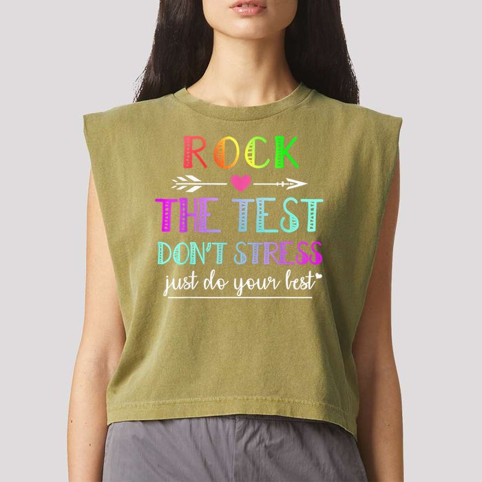 Test Day Rock The Test Teacher Testing Day Garment-Dyed Women's Muscle Tee