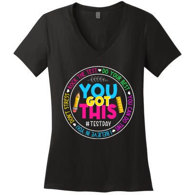 Test Day Rock The Test Teacher Testing Day You Got This Women's V-Neck T-Shirt