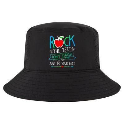 Test Day Rock The Test Teacher Testing Day Rainbow Teacher Cool Comfort Performance Bucket Hat