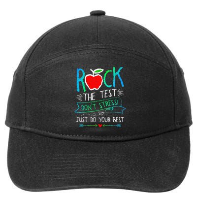 Test Day Rock The Test Teacher Testing Day Rainbow Teacher 7-Panel Snapback Hat