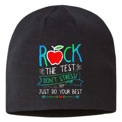 Test Day Rock The Test Teacher Testing Day Rainbow Teacher Sustainable Beanie