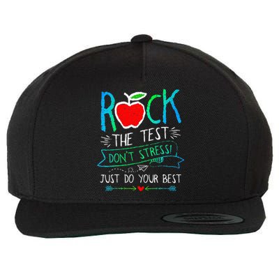 Test Day Rock The Test Teacher Testing Day Rainbow Teacher Wool Snapback Cap