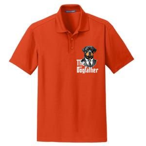 The Dogfather Rottweiler Dad Rotti Papa Funny Dog Owner Dry Zone Grid Polo