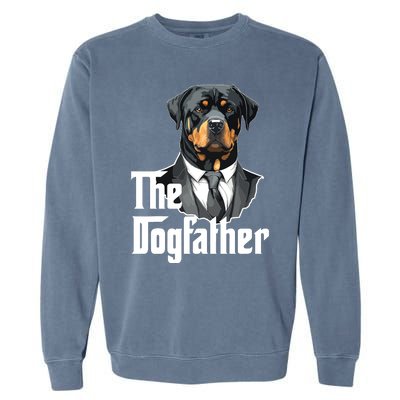 The Dogfather Rottweiler Dad Rotti Papa Funny Dog Owner Garment-Dyed Sweatshirt