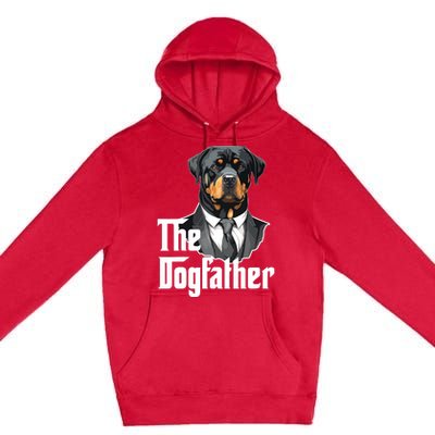 The Dogfather Rottweiler Dad Rotti Papa Funny Dog Owner Premium Pullover Hoodie