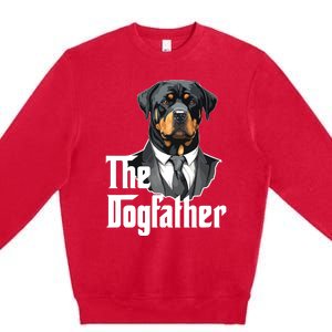 The Dogfather Rottweiler Dad Rotti Papa Funny Dog Owner Premium Crewneck Sweatshirt