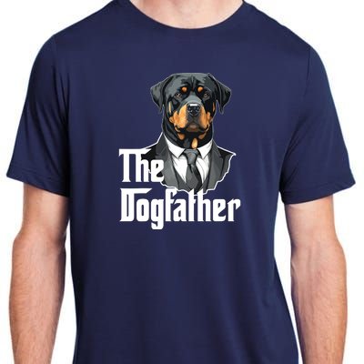 The Dogfather Rottweiler Dad Rotti Papa Funny Dog Owner Adult ChromaSoft Performance T-Shirt