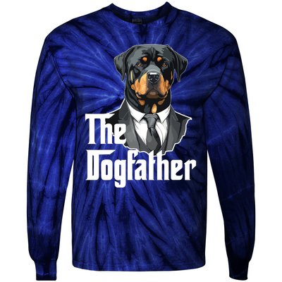 The Dogfather Rottweiler Dad Rotti Papa Funny Dog Owner Tie-Dye Long Sleeve Shirt