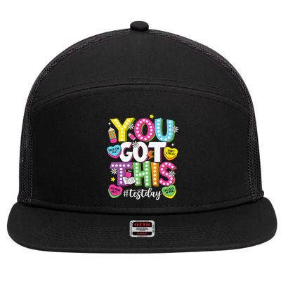 Test Day Rock The Test You Got This Teacher Test Testing 7 Panel Mesh Trucker Snapback Hat