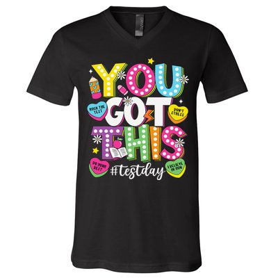 Test Day Rock The Test You Got This Teacher Test Testing V-Neck T-Shirt