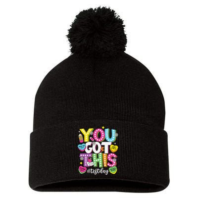 Test Day Rock The Test You Got This Teacher Test Testing Pom Pom 12in Knit Beanie