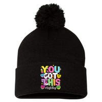 Test Day Rock The Test You Got This Teacher Test Testing Pom Pom 12in Knit Beanie