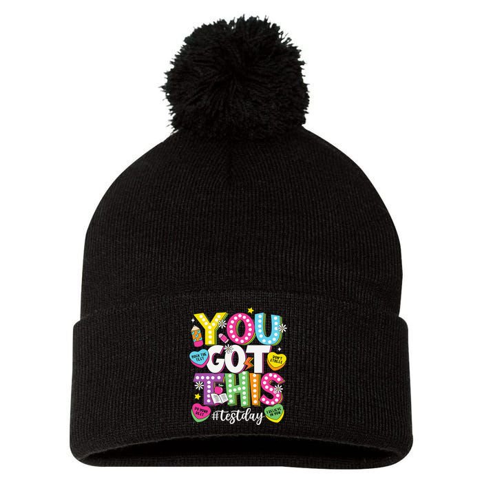 Test Day Rock The Test You Got This Teacher Test Testing Pom Pom 12in Knit Beanie
