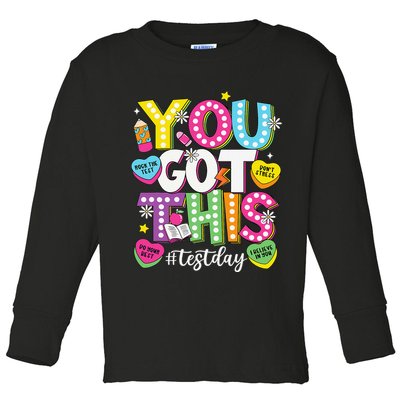 Test Day Rock The Test You Got This Teacher Test Testing Toddler Long Sleeve Shirt