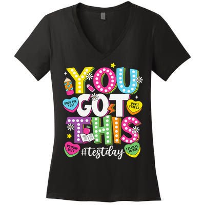 Test Day Rock The Test You Got This Teacher Test Testing Women's V-Neck T-Shirt