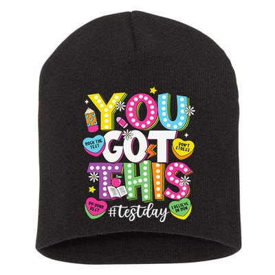 Test Day Rock The Test You Got This Teacher Test Testing Short Acrylic Beanie