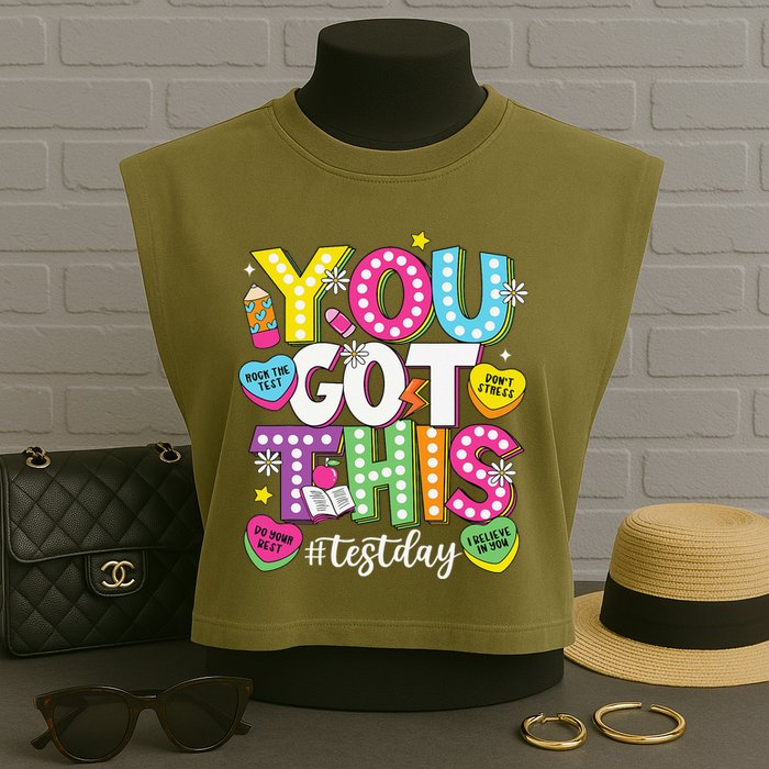 Test Day Rock The Test You Got This Teacher Test Testing Garment-Dyed Women's Muscle Tee