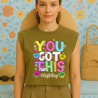 Test Day Rock The Test You Got This Teacher Test Testing Garment-Dyed Women's Muscle Tee