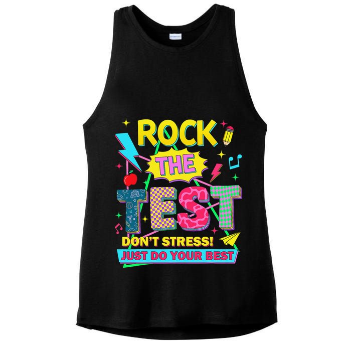Test Day Rock The Test Just Do Your Best Teacher Testing Ladies PosiCharge Tri-Blend Wicking Tank