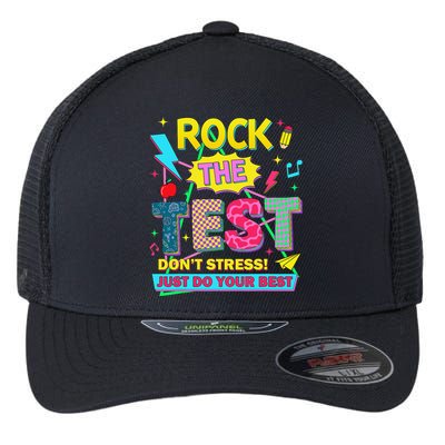 Test Day Rock The Test Just Do Your Best Teacher Testing Flexfit Unipanel Trucker Cap