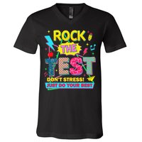 Test Day Rock The Test Just Do Your Best Teacher Testing V-Neck T-Shirt