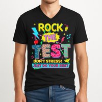 Test Day Rock The Test Just Do Your Best Teacher Testing V-Neck T-Shirt