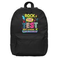 Test Day Rock The Test Just Do Your Best Teacher Testing 16 in Basic Backpack