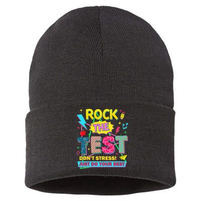 Test Day Rock The Test Just Do Your Best Teacher Testing Sustainable Knit Beanie