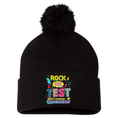 Test Day Rock The Test Just Do Your Best Teacher Testing Pom Pom 12in Knit Beanie