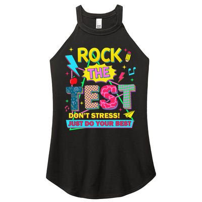 Test Day Rock The Test Just Do Your Best Teacher Testing Women's Perfect Tri Rocker Tank