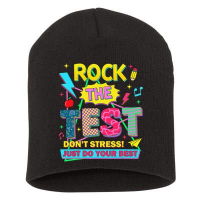Test Day Rock The Test Just Do Your Best Teacher Testing Short Acrylic Beanie