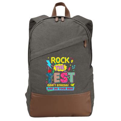 Test Day Rock The Test Just Do Your Best Teacher Testing Cotton Canvas Backpack