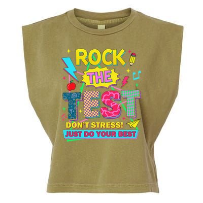 Test Day Rock The Test Just Do Your Best Teacher Testing Garment-Dyed Women's Muscle Tee