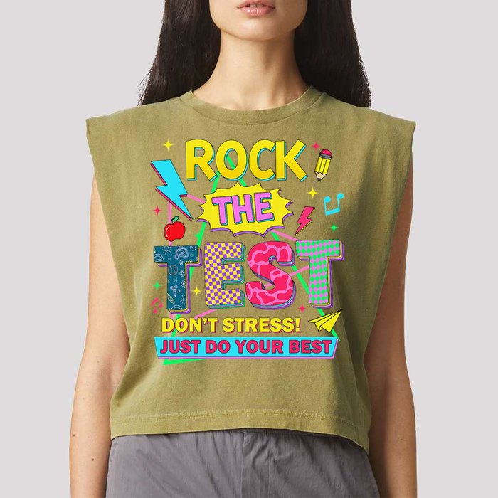 Test Day Rock The Test Just Do Your Best Teacher Testing Garment-Dyed Women's Muscle Tee