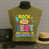 Test Day Rock The Test Just Do Your Best Teacher Testing Garment-Dyed Women's Muscle Tee
