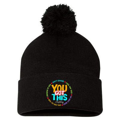 Test Day Rock The Test Teacher Te Day You Got This Pom Pom 12in Knit Beanie
