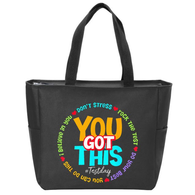 Test Day Rock The Test Teacher Te Day You Got This Zip Tote Bag