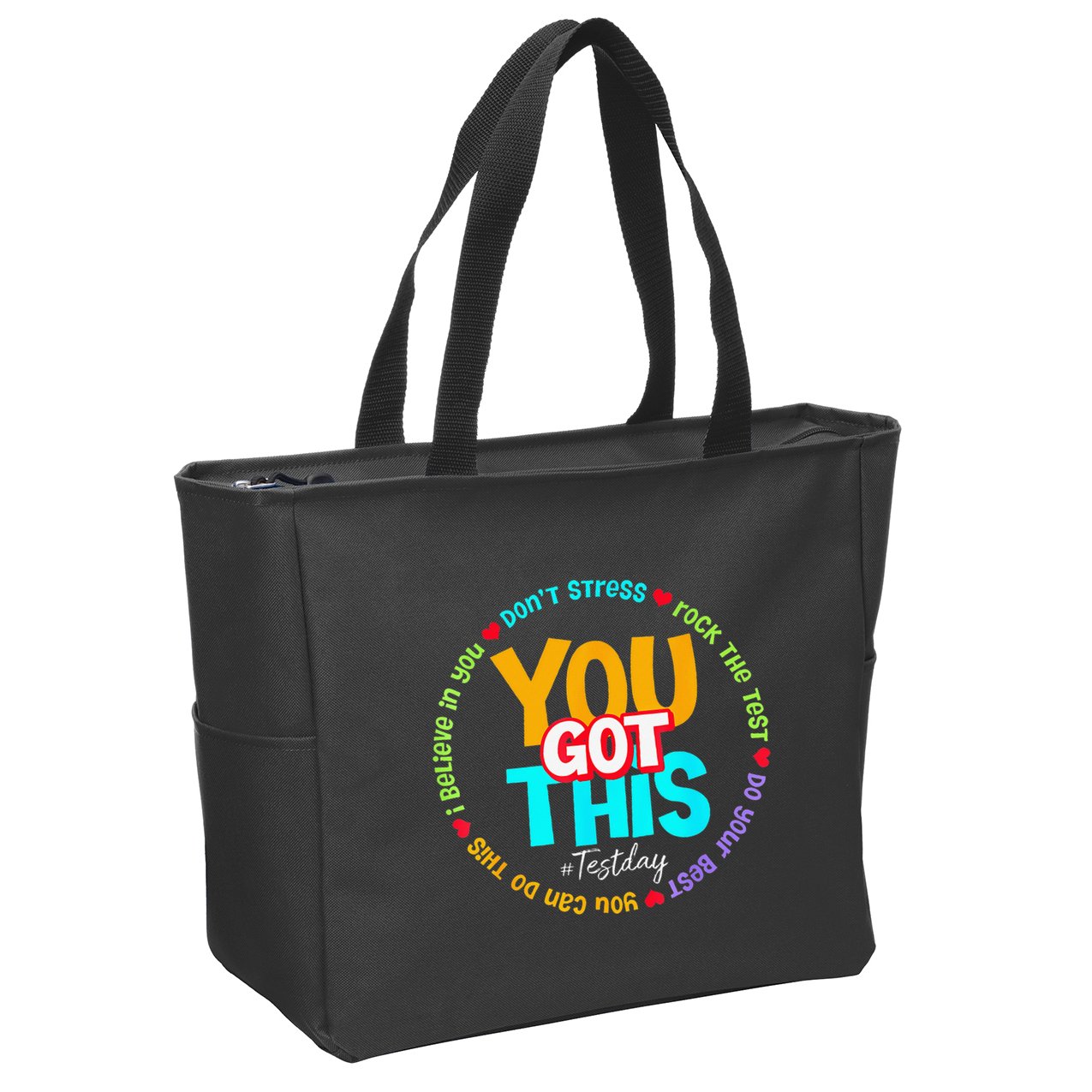 Test Day Rock The Test Teacher Te Day You Got This Zip Tote Bag