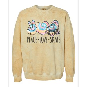 Tie Dye Roller Skating For Teen Peace Love Skate Gift Colorblast Crewneck Sweatshirt